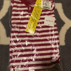 New red & white striped footed pjs